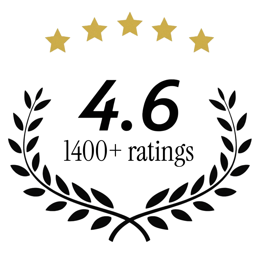 Beezone rating badge showing 4.8 stars and 1400 plus ratings
